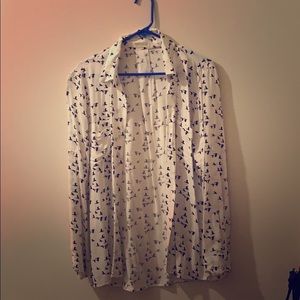 Button up shirt with bird pattern